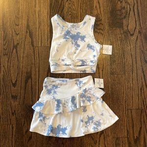 SLS Apparel Twist Front Crop Top and Skirt